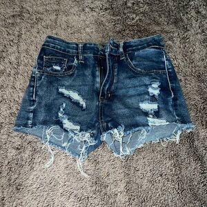 SHEIN Blue Distressed Jean Shorts